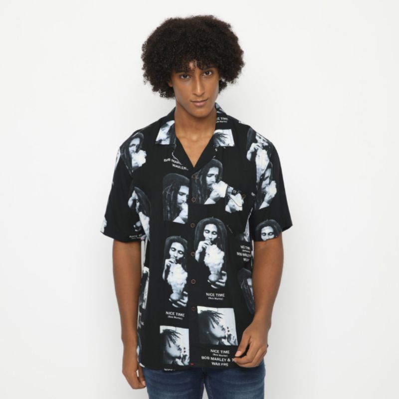 kemeja casual pria lengan pendek / baju konser bohemian style unisex