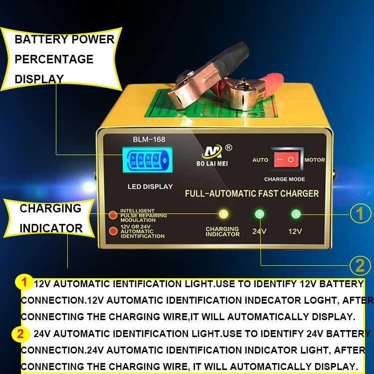 Charger Aki Accu Mobil Motor Automatic Repair 12V 24V 200AH