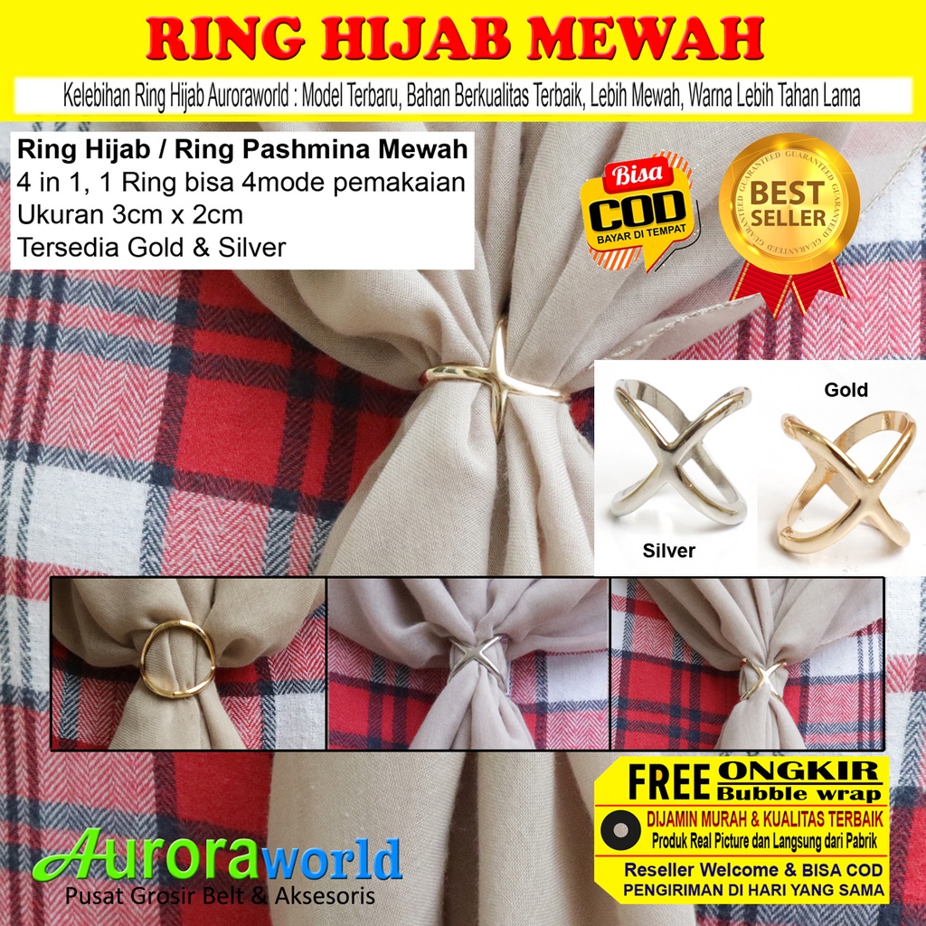 AURORAWORLD Ring Kerudung Ring Hijab Ring Syal Ring jilbab Ring Pashmina 4in1 Terbaru bisa COD