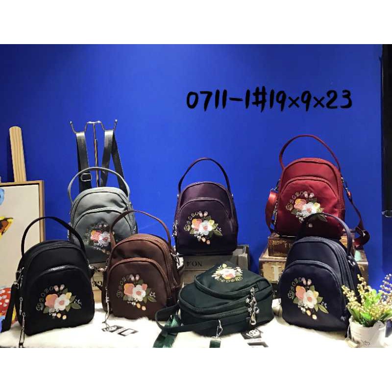 Tas Wanita Import Jinjing dan Ransel BOBO BB0711 0711 BB711 711 Bordir Bunga Bahan Parasut Kualitas