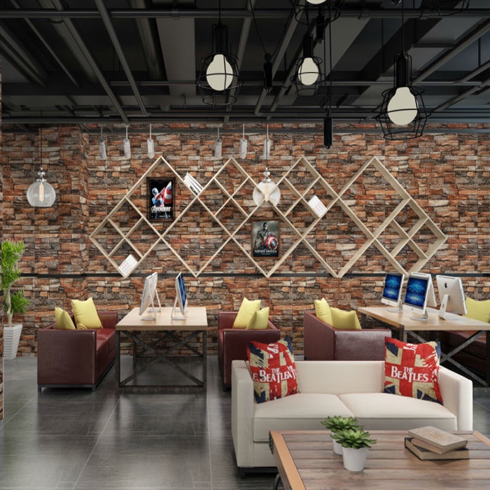 （COD）Promo!！ Wallpaper Dinding 3D Timbul Motif Batu Bata Murah / Dekorasi kamar Stiker Dinding for Bedroom-8