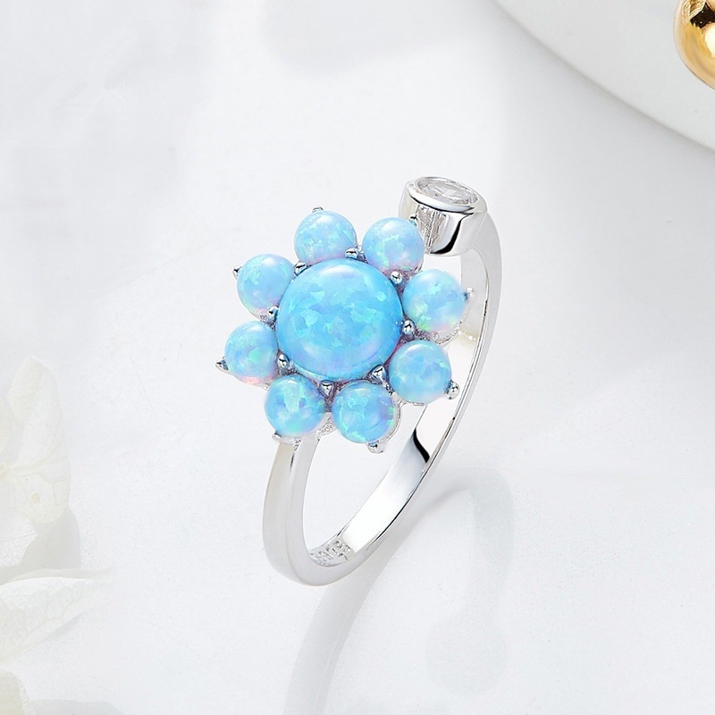 New women's ring cross-border sun flower diamond opal European and American fashion ring