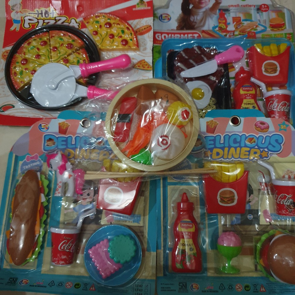 Lf 51big Tray Fast Food / Mainan Makanan Siap Saji Steak Potong Kentang Goreng Dll