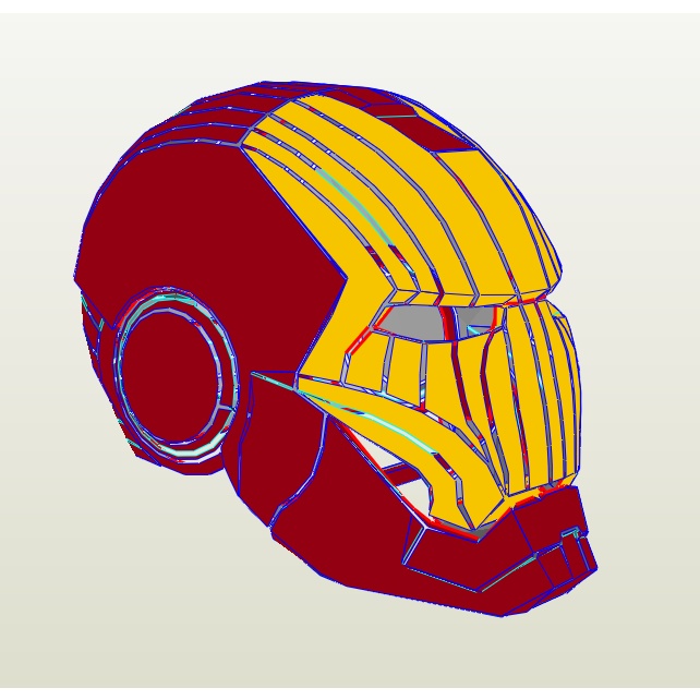 DIY Papercraft Lembar Pola Ironman helmet life size