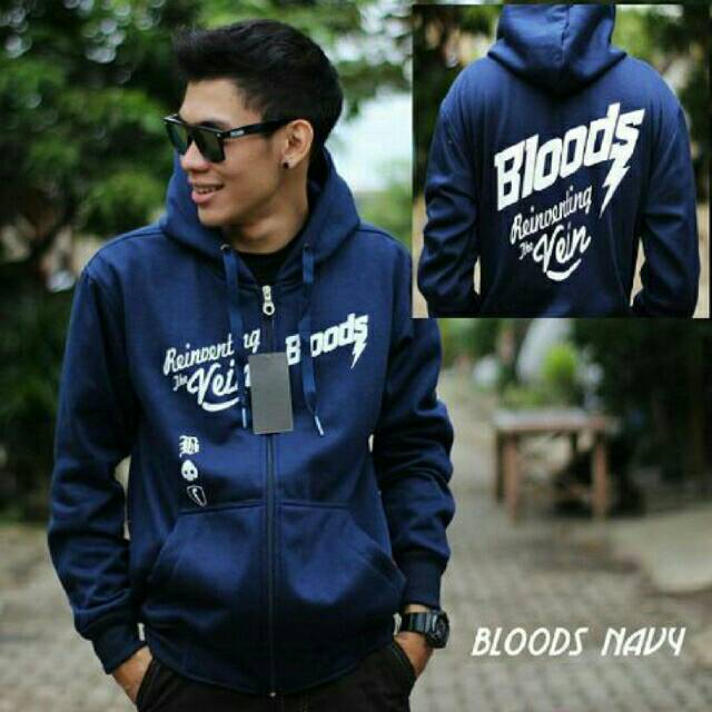 Jaket bloods vein zipper pria