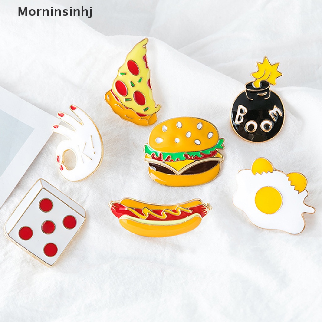 Mornin Bros Pin Enamel Bentuk Kentang Goreng / Burger / Pizza / icon Untuk Aksesoris Jaket / Tas Ransel