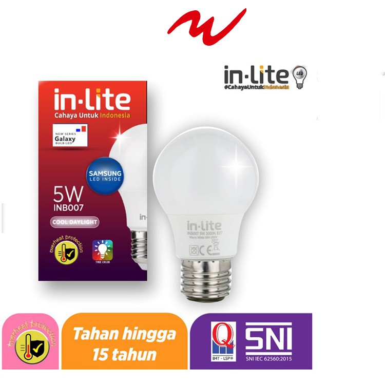 IN-Lite Lampu Bohlam Led 5 Watt Paket Beli 3 Bonus 1 = 4Pcs