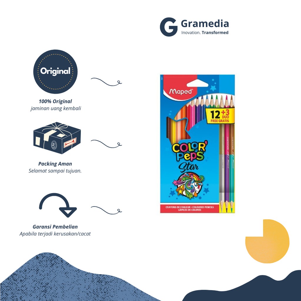 

Gramedia Cikupa-MAPED 12 COLOR PEPS CARDBOARD BOX + 3 DUO OT 832271