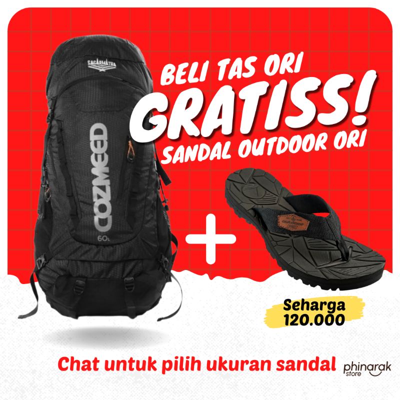 Cozmeed Tas Karier Gunung Sagarmatha 60L Blue FREE Cover Bag.
