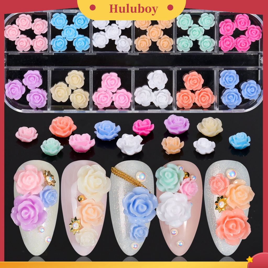 Huluboy Huluboy♡ Berlian Imitasi Bentuk Bunga Kecil Warna Putih Untuk Dekorasi Nail Art