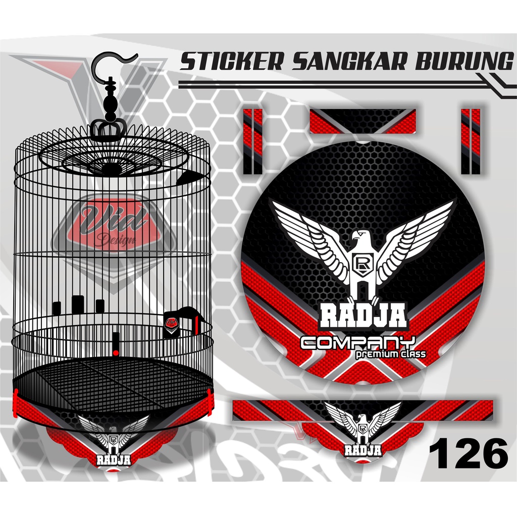 Stiker Sangkar Murai Decal Kandang Burung Bulat Radja Company No 1 2 3 4