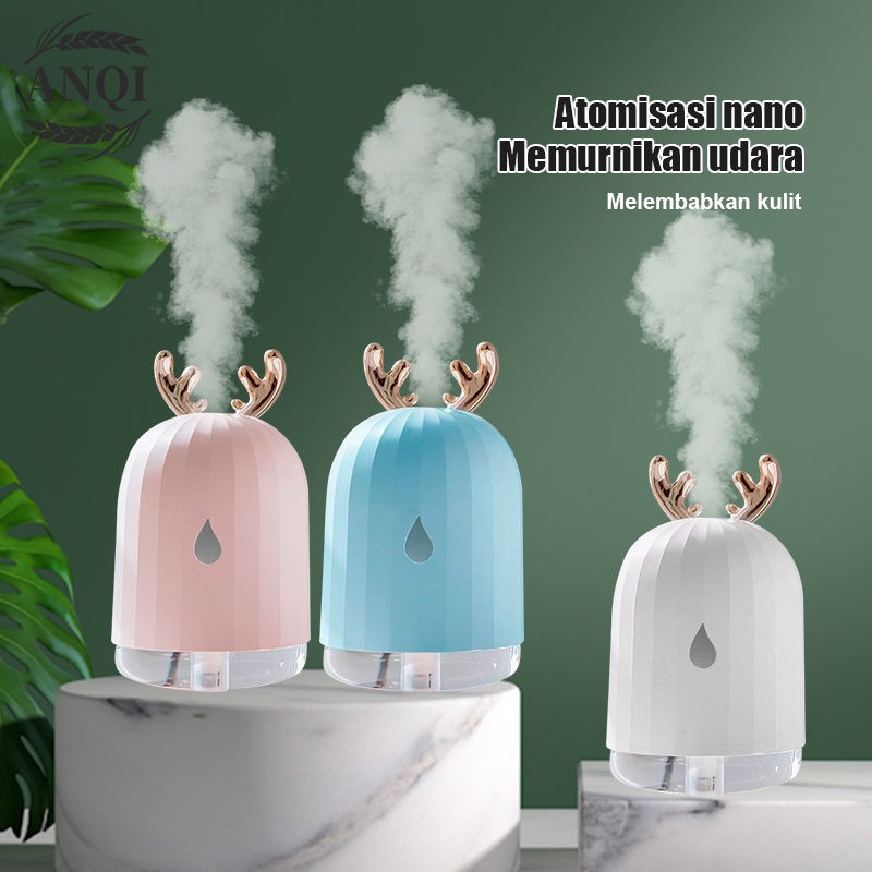 ANQI 1888 Cool Mist Humidifier Purifier Motif Rusa Pelembab Udara with LED Light Warna