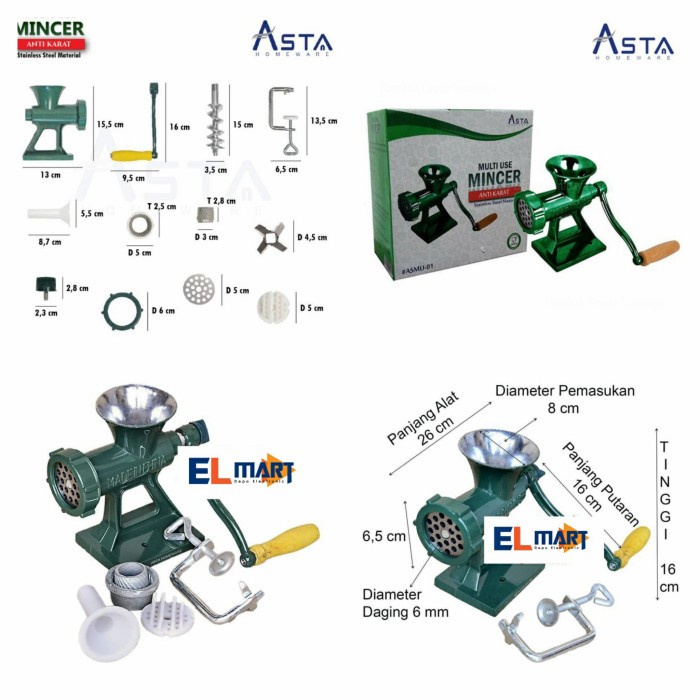 Asta Alat Penggiling Daging Bumbu Manual Multi Use Meat Mincer ASMU01