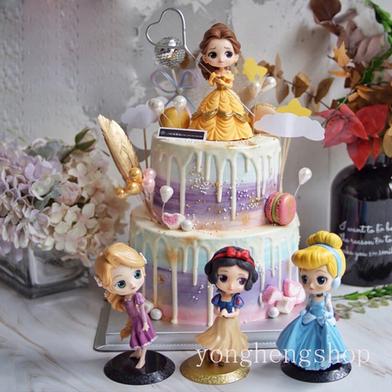 Topper Kue Desain Kartun Princess Elsa Snow White Untuk Pesta Ulang Tahun Anak