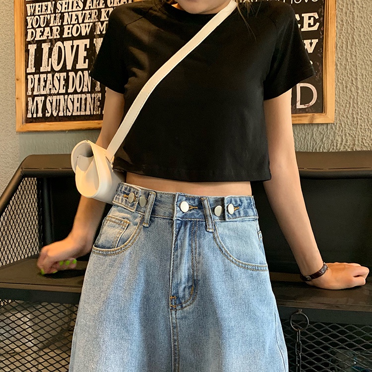 Celana panjang wanita baru slim-fit high-waist straight-leg wide-leg jeans celana highwaist wanita