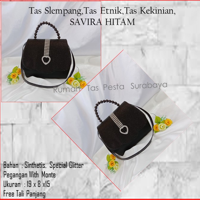 Tas Slempang,Tas Etnik,Tas Kekinian,SAVIRA HITAM