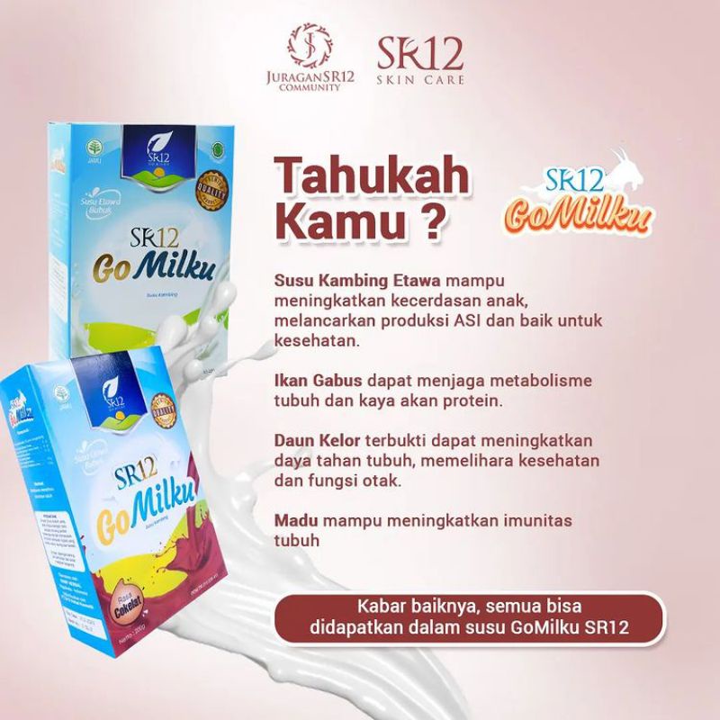 GoMilku SR12 Susu Kambing Etawa Bubuk Rasa Coklat Stroberi Original Tanpa Gula Tambahan