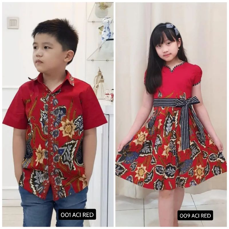 001 ACI RED - 009 ACI RED - KEMEJA ANAK - DRESS ANAK - BATIK FAMILY