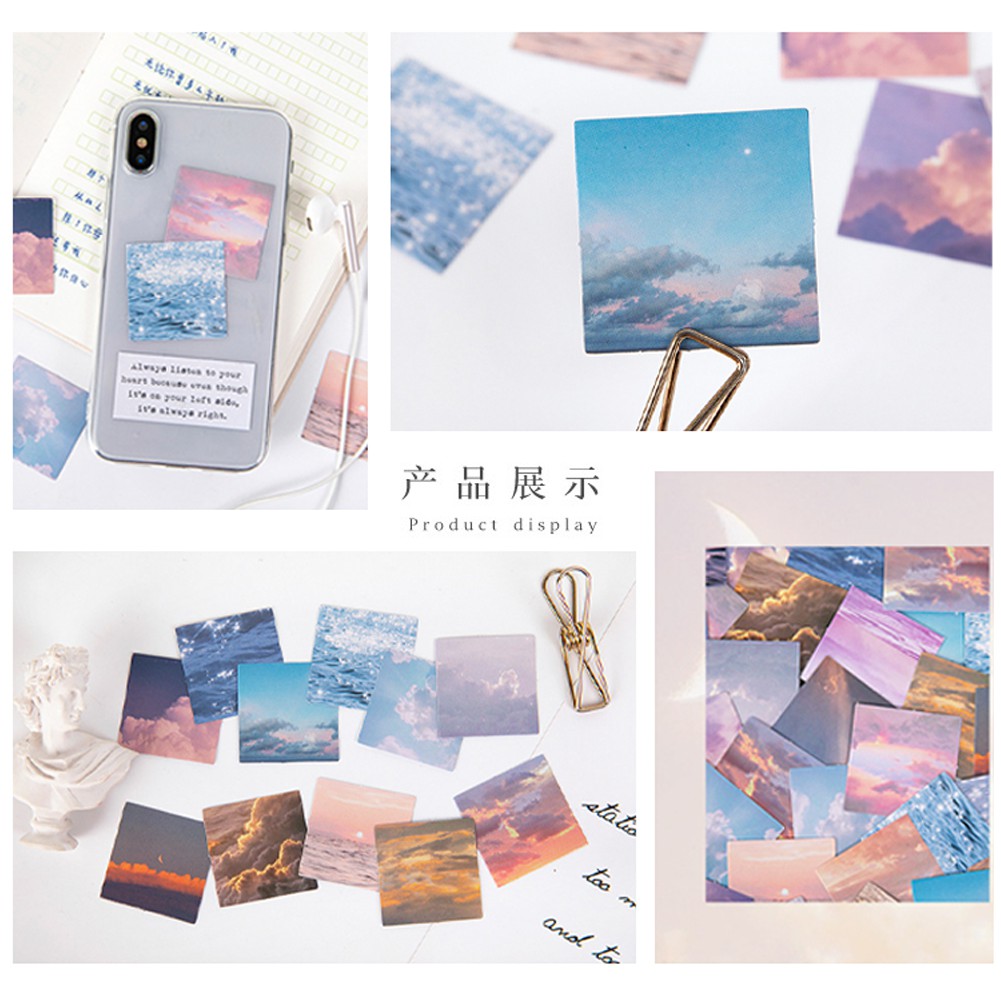 46Pcs/Box Sticker Clouds Oceans Photo Sticker DIY Journal Scrapbooking Stickers Phone Shell Decoration Sticker