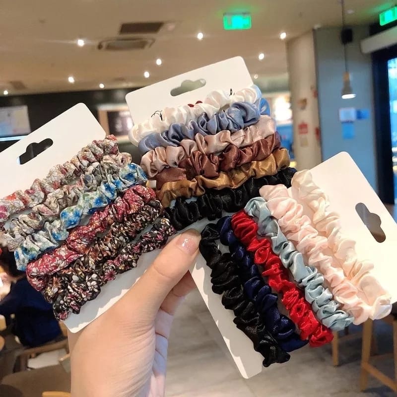 5PCS!!! Ikat Rambut Scrunchie Ikat Rambut Cepol Kunciran ikat Rambut Scrunchie Wanita Fashion Korea Aksesoris Kunciran iket Rambut Scrunchie