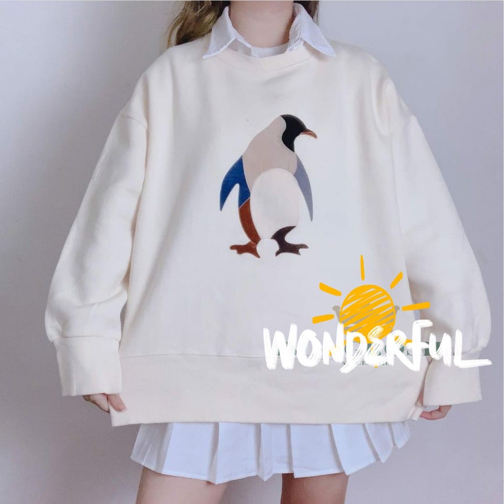 PENGUIN ART SWEATER WANITA - ATASAN TEBAL PREMIUM