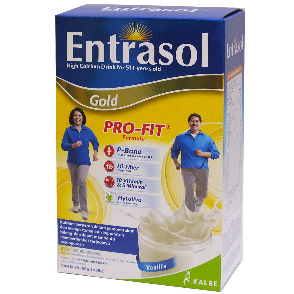 

susu bubuk entrasol 600gr box 51+gold vanila