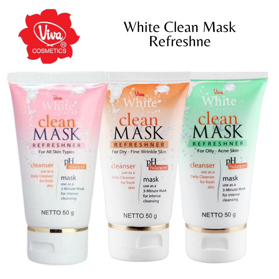 Viva White Clean Mask Refreshner Face Cleanser / Masker 50g (GROSIR)