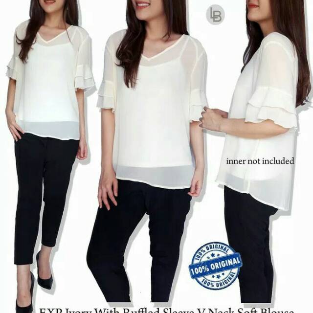 Blouse sifon ivory ruffle express