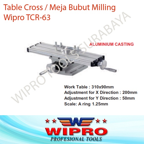 Table Cross Ragum Meja Bubut Miling Aluminium WIPRO TCR-63 TCR63