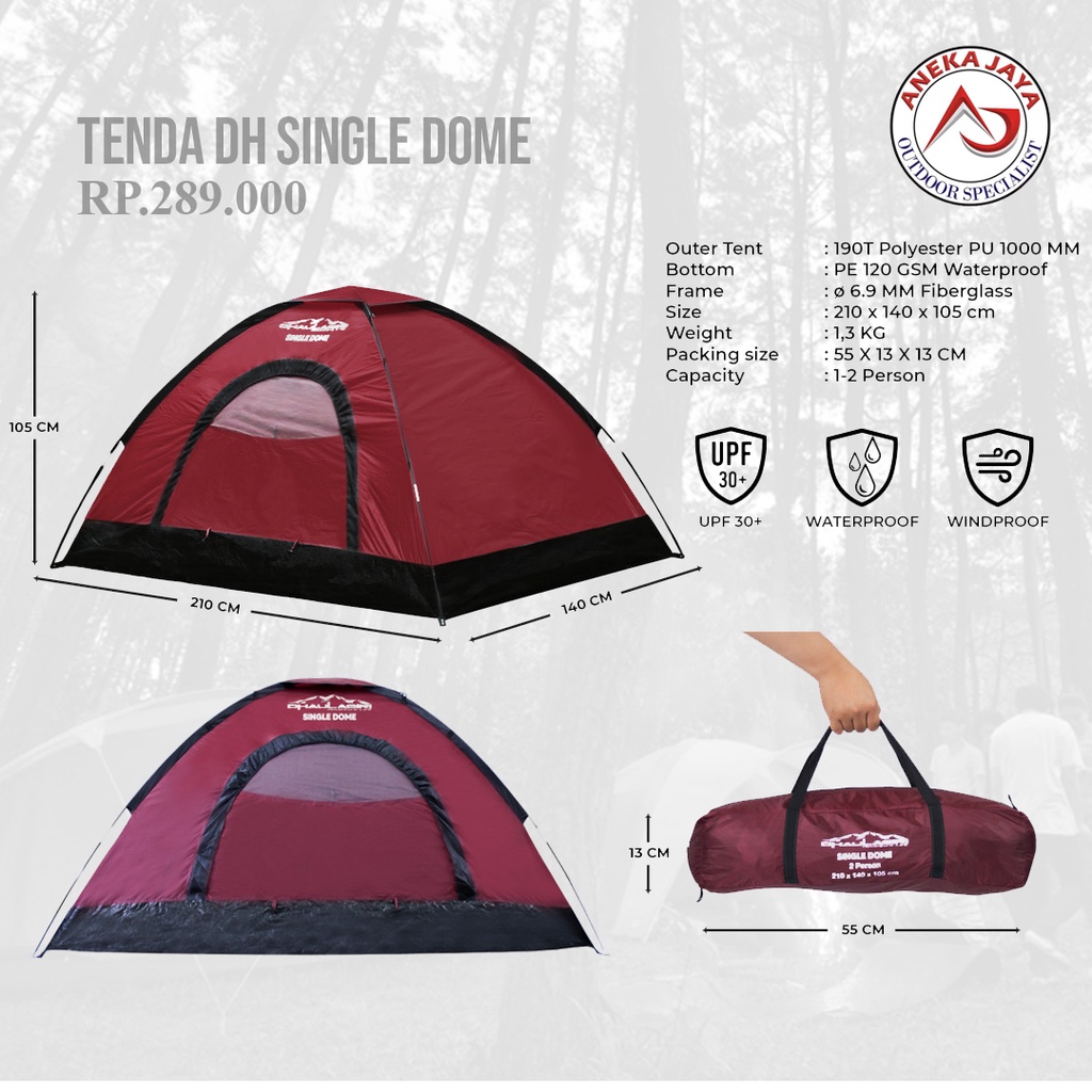 TENDA SINGLE DOME DHAULAGIRI KAPASITAS 1-2 ORANG