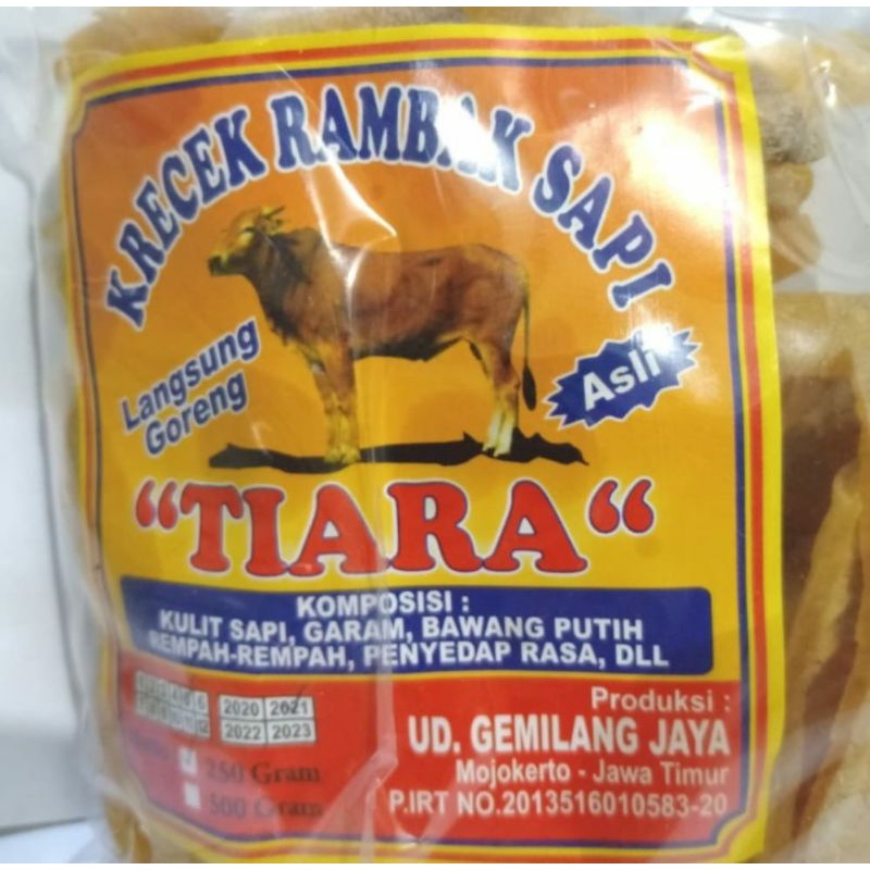 

Krecek Rambak Sapi TIARA Langsung Goreng Tanpa Dijemur Asli Kulit Sapi 250 gr
