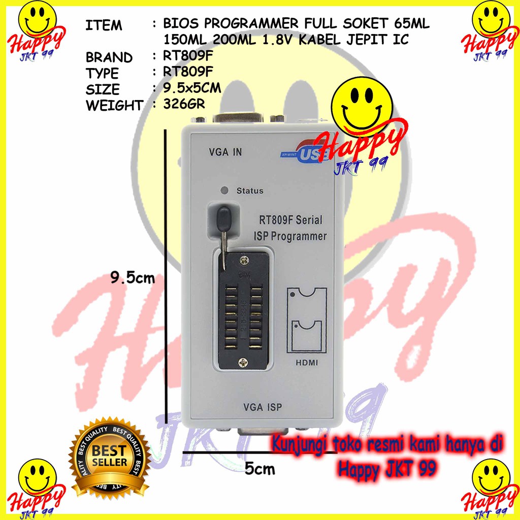 [ HAPPY JKT 99 ] FULLSET ALAT FLASH BIOS PROGRAMMER RT809F 150ML+200ML+0.65ML+1.8V+KABEL JEPIT IC