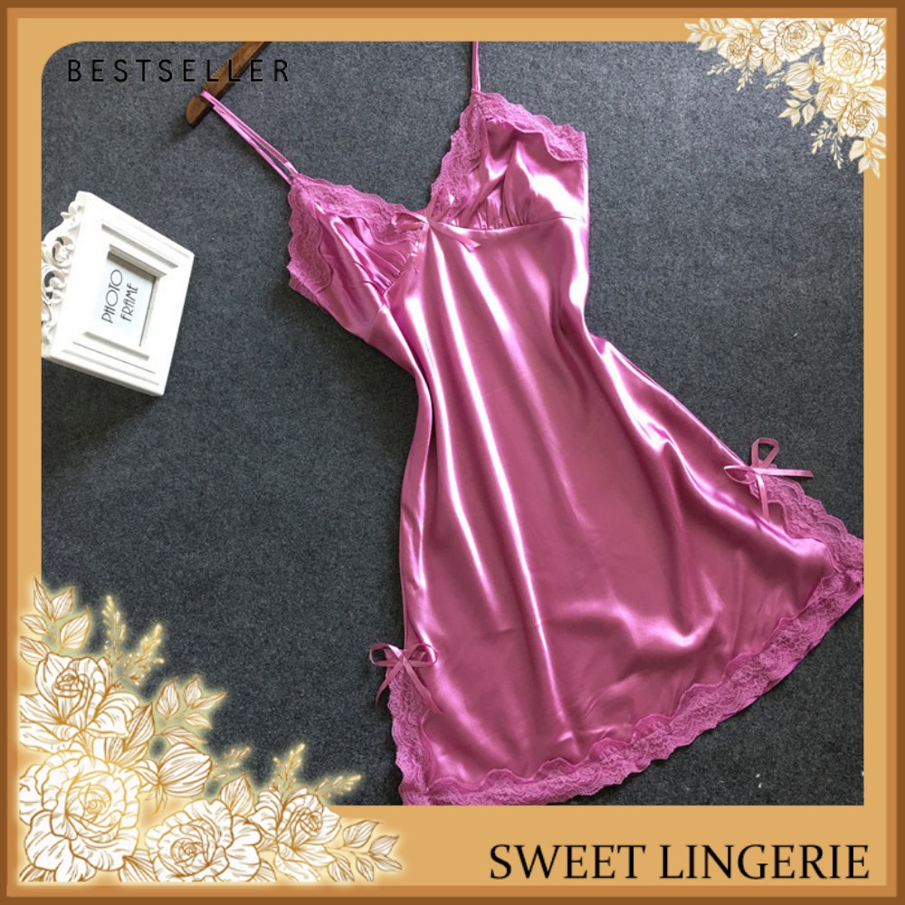 Lingeri Lingerie Set Baju Gaun G String Underware Tidur Wanita Dewasa Sexy Seksi Hot Satin Premium Lingerie Sexy Renda  Baju Tidur Sexy Dress Wanita Dewasa Lingerie Jumbo Setelan Wanita Baju Dinas Depan Suami Sleepwear Gstring Baju haram  Termurah Baju-Ungu
