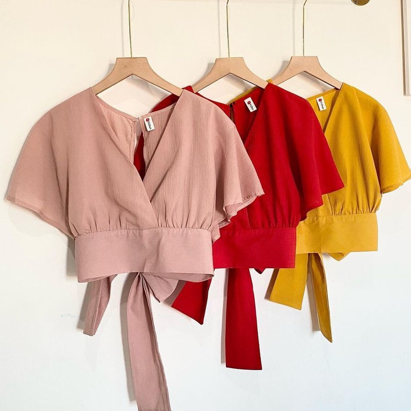 COD - Bow Back Cardi Femei Outer Crop Outher Croped Webbing Top Korean Premium Beautycrepe Fit L Fashion Baju Atasan Blouse Wanita Muslim Casual Style-5
