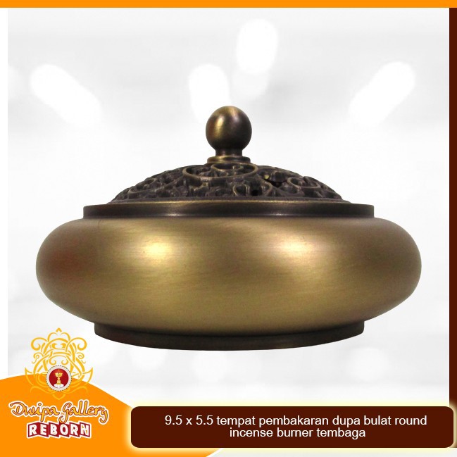 9.5x5.5 tempat pembakaran dupa bulat / round incense burner tembaga