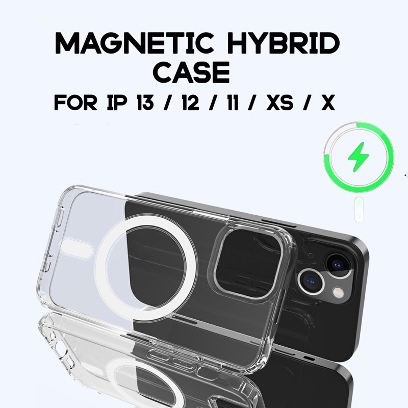 CLEAR MAGNETIC CASE FOR IPHONE 11 12 13 14 PRO MAX XR X XS MAX 7 8 PLUS 7 8 CLEAR HYBRID SHOCKPROOF CASE