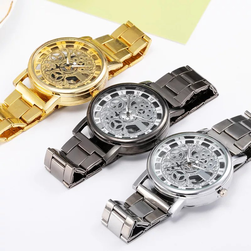 McyKcy Jam Tangan Pria Mekanik Hollow Quartz Watch Men's Business Fashion Casual Korean Mechanical