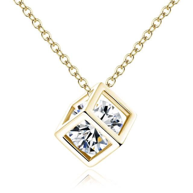 KALUNG Alloy ANTI KARAT KUBUS CRYSTAL BERLIAN LIONTIN FASHION MODEL STYLE  PERHIASAN WANITA