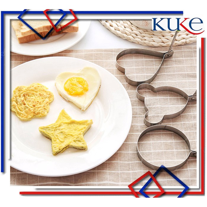KUKE Alat Cetakan Telur Stainless / Cetakan Telur Goreng Motif