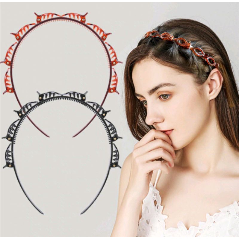 Bando Kepang Korea / Bando Jepit Korea / Bando Rambut Kepang Jepit