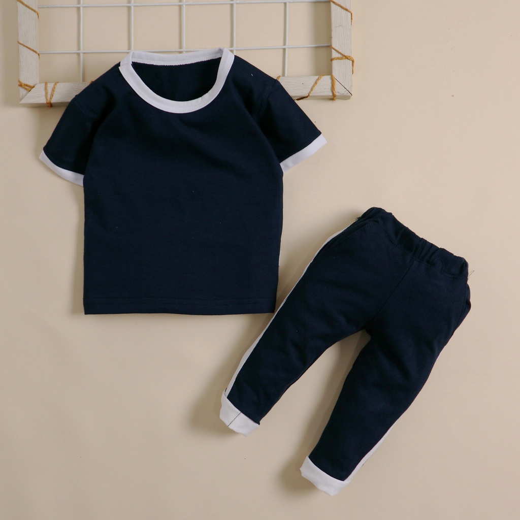 Nuna Store baju anak perempuan baju anak laki laki / Setelan Polos KAOS LIST PANJANG / setelan unisex Usia 0-3 Tahun