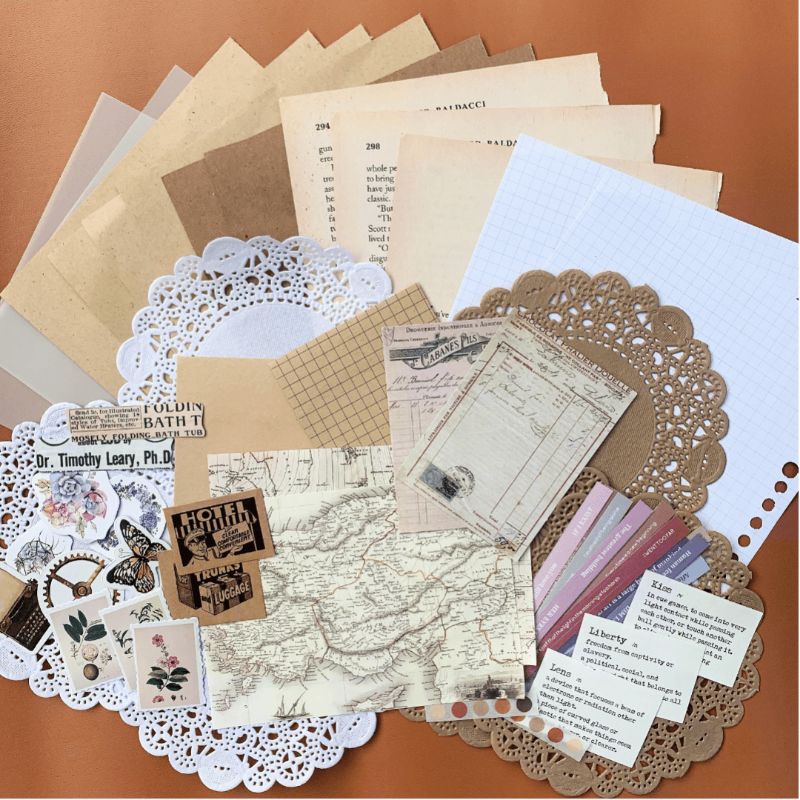 

50+ Bujo Kit Chartafila vol.1- Scrapbook Kit - Journaling Kit - Vintage Paper Bullet Journal