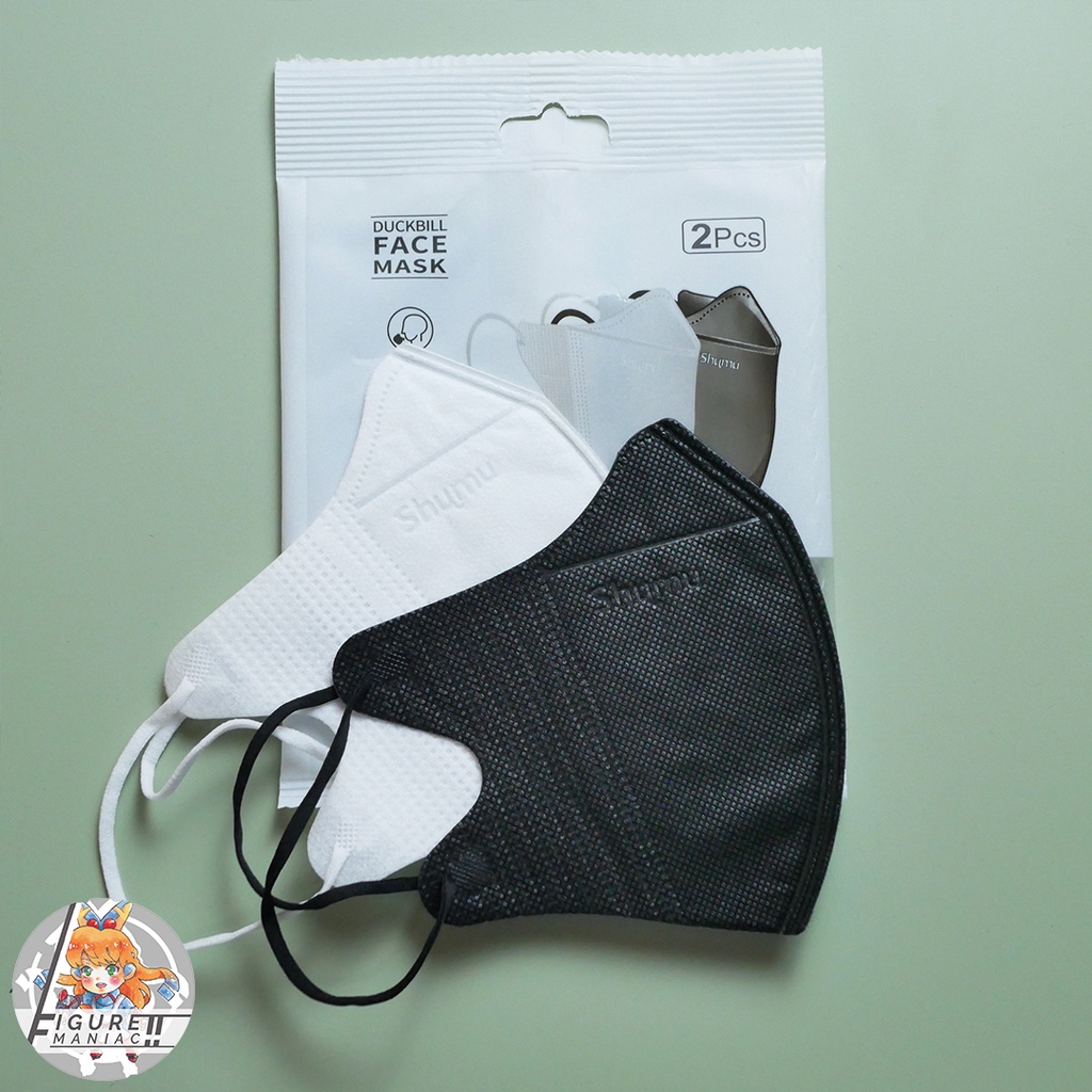 Masker Duckbill Shumu Pack isi 2 Premium 4 Ply Medis Resmi AKL AKD Putih Hitam