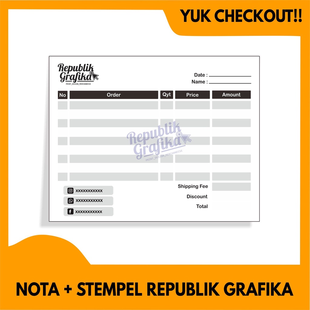 NOTA TOKO + STEMPEL REPUBLIK GRAFIKA KHUSUS