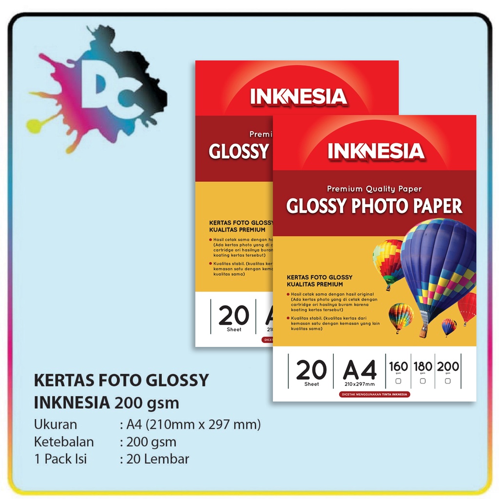 Kertas Photo - High Glossy Photo Paper Inknesia A4