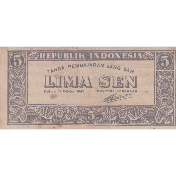 Uang 5 sen Tahun 1945