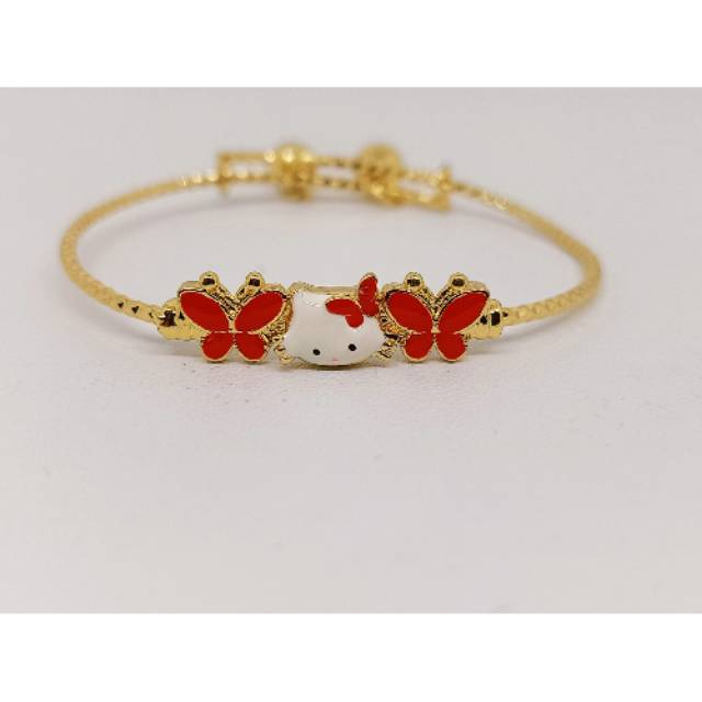 Pestakita Gelang  Hello Kitty Lapis Emas  18 k Gelang  Anak  