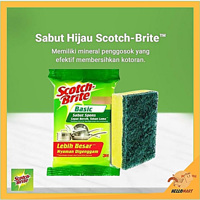 ORIGINAL Scotch Brite Sabut Spons Basic (ID-T36) / Spons Pencuci Piring / HELLOMARTID