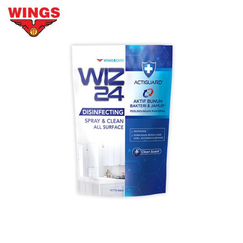 Wiz 24 Disinfectant Spray & Clean Refill Clean Scent 400 ml