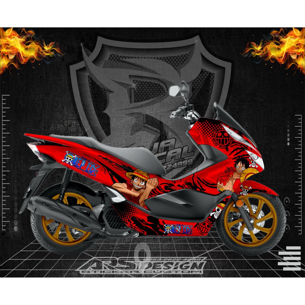 decal sticker honda pcx one piece merah